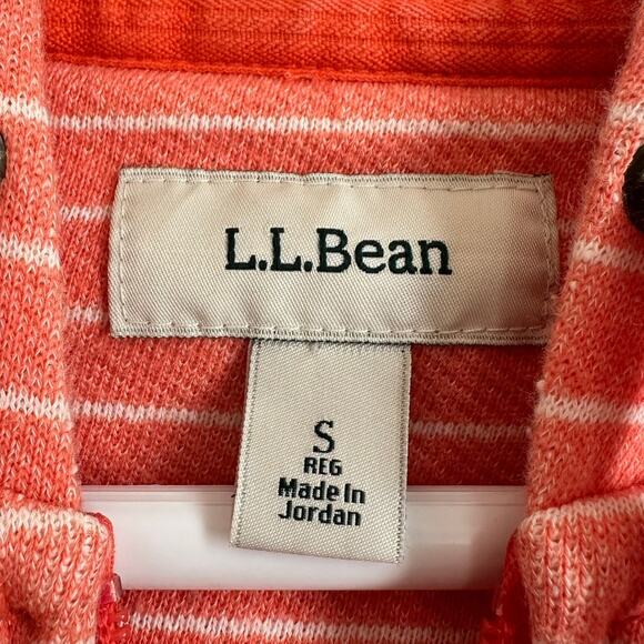L.L. Bean Women's Full Zip Up Hoodie Womens Sz S Striped Coral, Sweaterweather - Picture 5 of 6